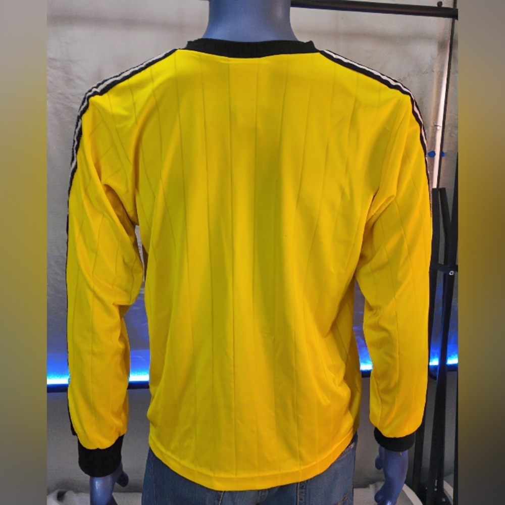 Adidas Trefoil Soccer Jersey Men’s M Yellow Vintage 80s Retro Long Sleeve - Picture 2 of 9